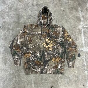 Vintage Game Winner Realtree Camo Hoodie Green Mens Size M Hooded